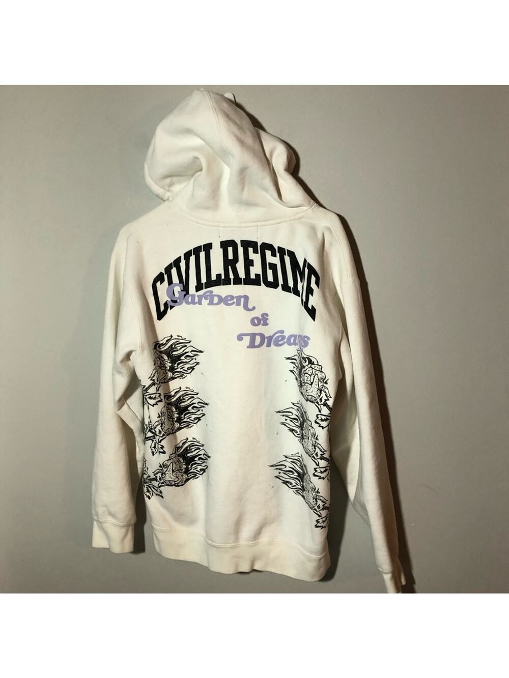 Civil Regime "Garden of Dreams" limited edition white hoodie rose graphics 205 M